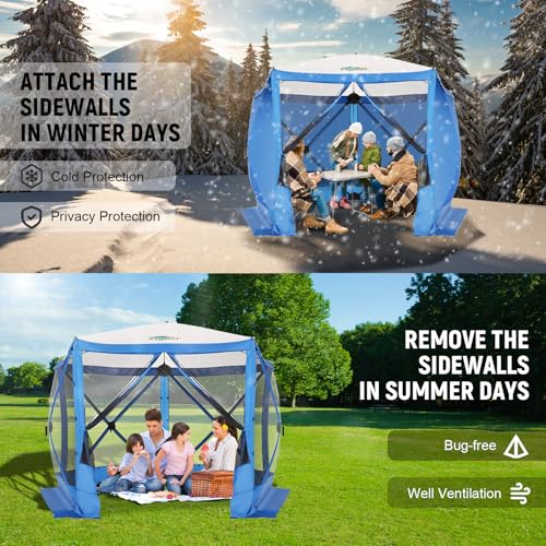 Image of COBIZI 10x10 FT Pop up Gazebo, Popup Canopy tent, Screened In Gazebos with sidewalls, Waterproof Portable Outdoor Small Screen tents Sun Shelter,carpas para patio for Camping, Garden and Backyard,Blue