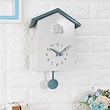 BAKENLON Horloge à coucou moderne avec pendule - Horloge coucou de la Forêt-Noire - Horloge coucou moderne avec voix d'oiseau et fonction de sommeil - Horloge murale moderne pour la maison, le salon