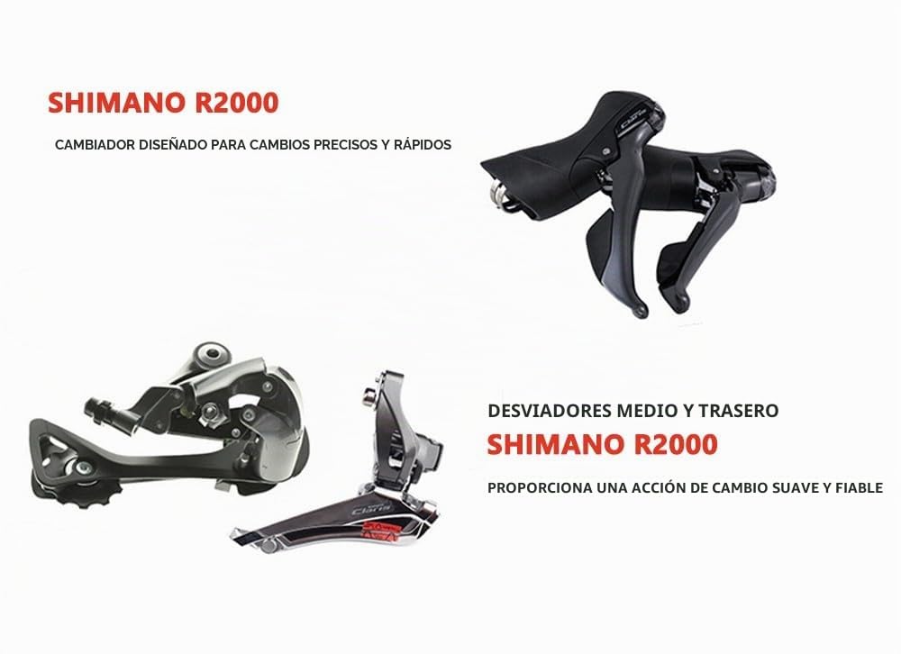 Bicicleta Carretera 700C Aleación Aluminio con Freno Disco 16 Velocidades Y Doble Suspensión para Descenso Y Todoterreno Fibra Carbono A,48