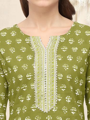 Image of MIRCHI FASHION Pure Cotton Straight Kurta Set with Dupatta | 3 Piece Ethnic Kurta Pant Set Office Wear Salwar Kurta Set for Women