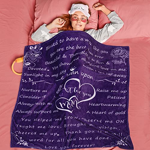 Birthday Gifts For Mom - Mother Gifts From Daughter Son Husband, 11Pcs Relaxing Spa Gift Basket Set, Care Package Get Well Soon Gifts Basket, Purple Blanket Tumbler Unique Gift Ideas #TOP2