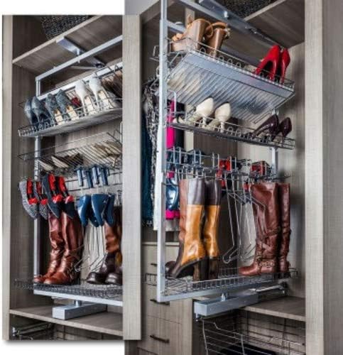 Hardware Resources RSBR-5 27-1/2 Inch Wide Rotating Wire Closet Shoe and Boot Rack, Polished Chrome