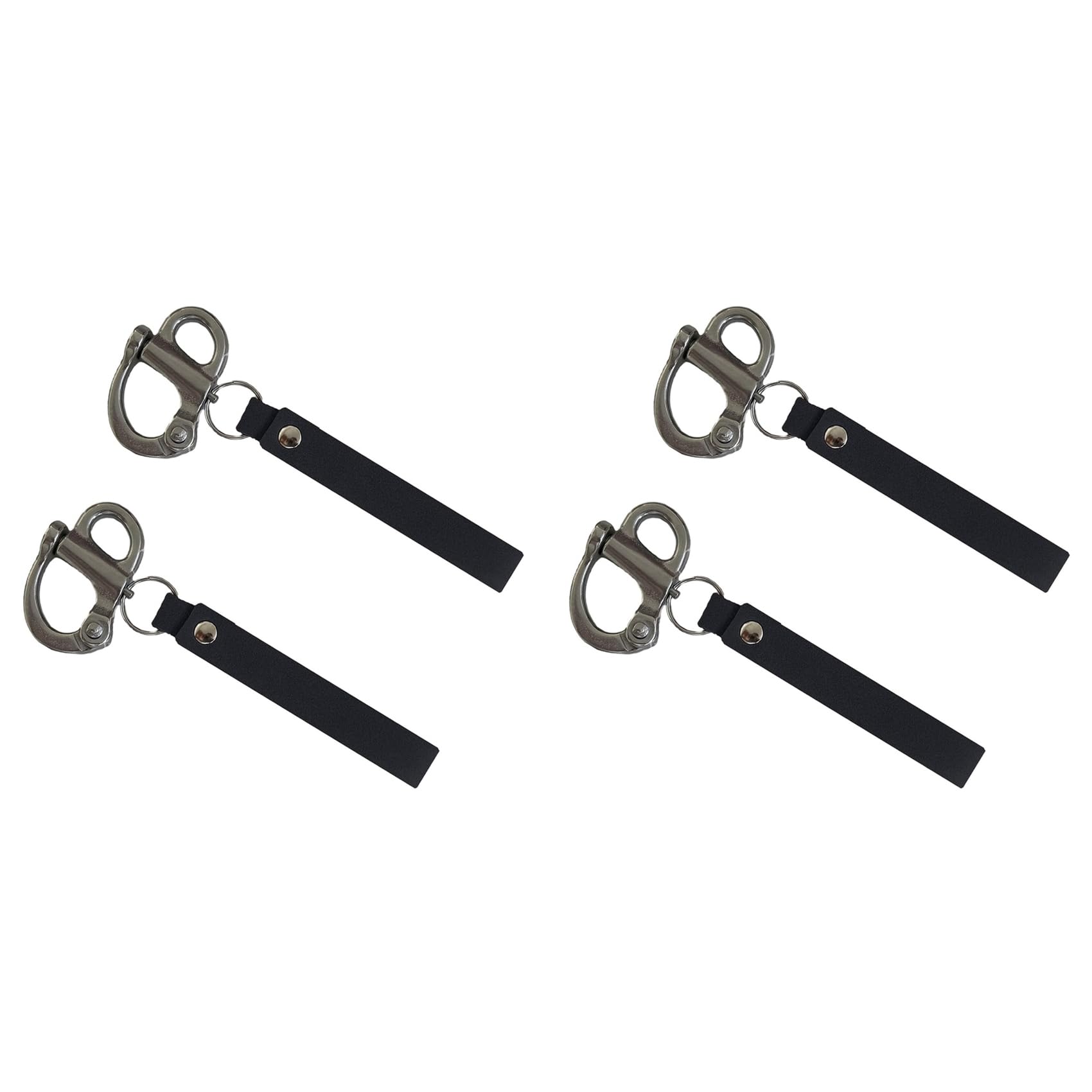 Jnchdghwa Black 4Pack Mask Quick Release Shackle With Leather Handle For Firefighter, 316 Stainless Steel Fixed Snap Shackle Lanyard