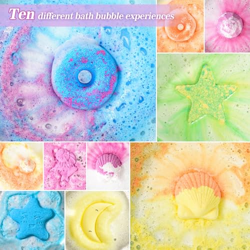 DUAIU Bath Bombs Gift Set 10Pcs Natural Handmade Bath Bomb Set Organic Bubble Bath Bombs with Essential Oil,Anniversary Valentines Mothers Day Birthday Gifts Set for Women, Mum, Girls - Image 4