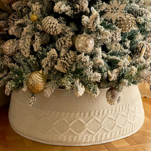 Christmas Tree Collar, Knit White Rustic...