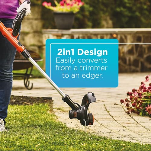 Image of Black+Decker 40V MAX 13 Inch String Trimmer and Lawn Edger with Battery and Charger, Cordless Weed Eater with Charge Indicator, High Torque PowerDrive Technology (LST140C)