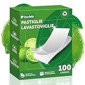 Surfela Fogli per Lavastoviglie, 100 Lavaggi, Senza Plastica e Sostenibili, Pulizia Potente con Enzimi Proteasi contro Proteine e Grassi, Sostituto Ecologico delle Pastiglie per Lavastoviglie, Limone