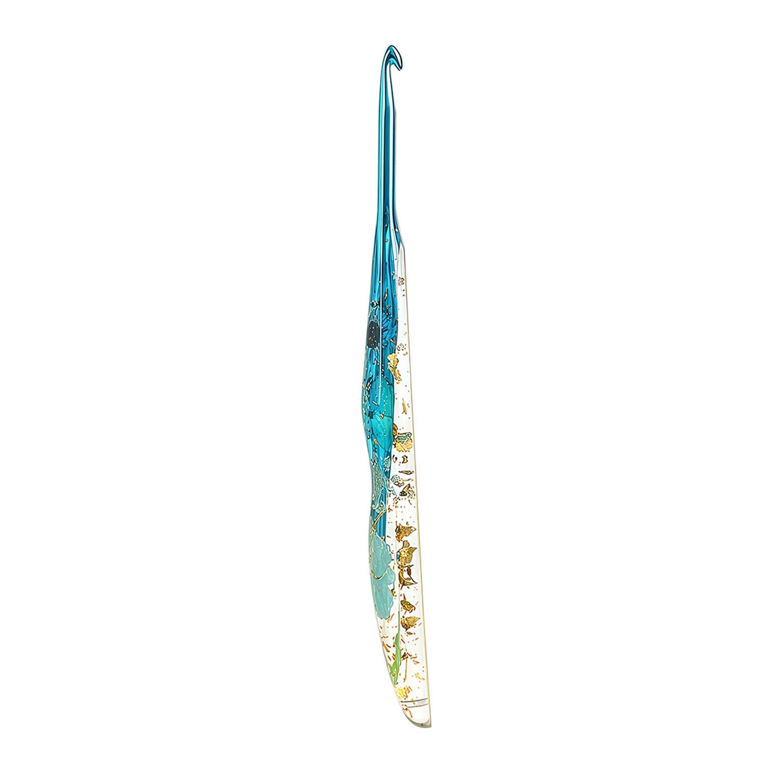 RetroNest Ergonomic Crochet Hook with Dried Flower Resin Handle,2.0mm-8.0mm Smooth Aluminum Head for Comfortable Knitting,Ideal Crafting Tool for Blankets Scarves and Dolls 18cm Long 5mm