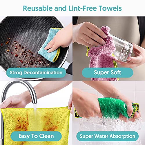 Exego Microfiber Cleaning Cloths Cleaning Rags For Glass Dish Rags Microfiber Cleaning Towels Reusable Rags For Cleaning Kitchen Towels And Dishcloths Multifunctional Purpose 12 Pack, 11.4”X6.5” #TOP2
