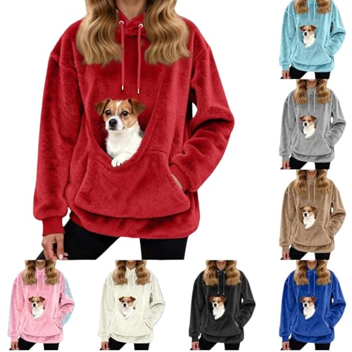 Fleece Hoodie with Cat Carrier and Pockets