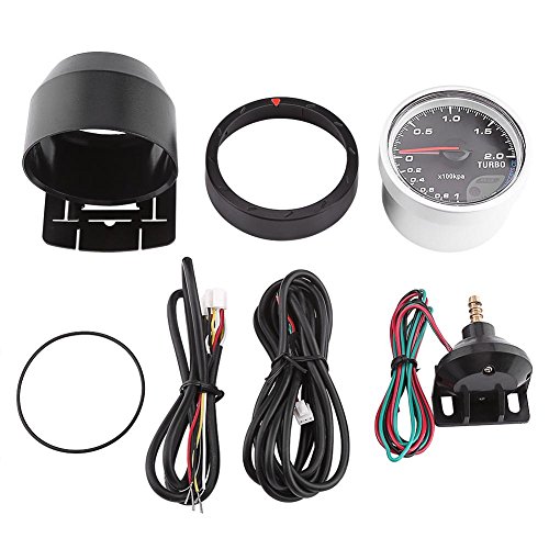 Keenso 60mm LED Turbo Boost Presse À Vide Jauge Compteur Noir Shell Universel pour Voiture De Course Auto 0 200 Kpa-Manometre Pression