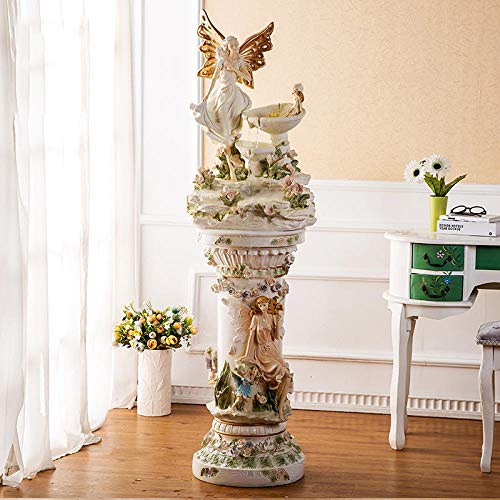 Statue And Figurines Busts Sculptures Angel Girl Play With Harp And Angel Baby Statue Decor For Home Living Room European Roman Column Crafts Large Floor Stand Base #TOP4