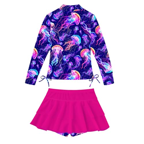 Image of Vogseek 3-12T Girls Swimsuit Long Sleeve Rashguard Bathing Suits Swim Set