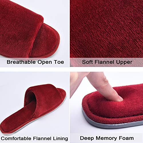 Image of DL Open Toe Slippers for women Indoor, Cozy Memory Foam Womens House Slippers Summer Slip On, Comfy Soft Flannel Womens Bedroom Slippers Slide Breathable Size 5-6 7-8 9-10