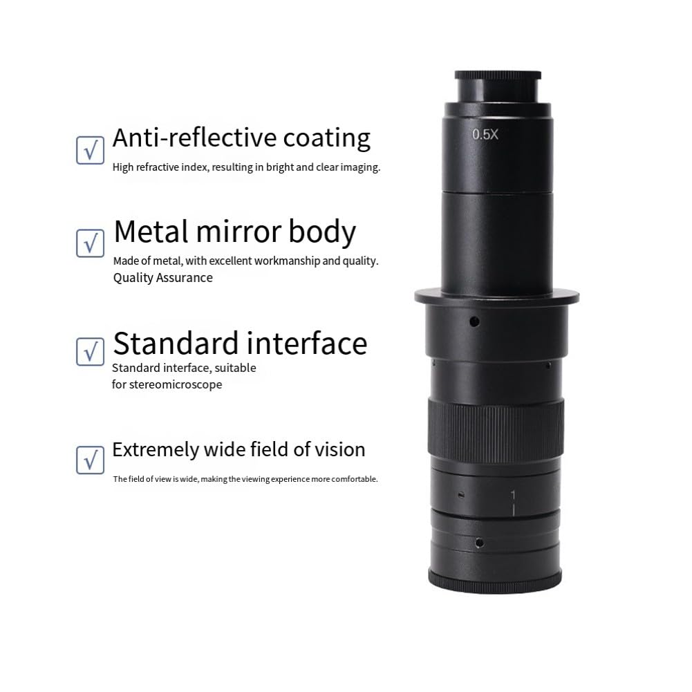 Mikroskop-Objektiv, C-Mount-Zoomobjektiv, Industriekameraobjektiv, 0,7–4,5-fache Vergrößerung, Legierungsbau, für Videoinspektion, Leiterplatte, Schmuck