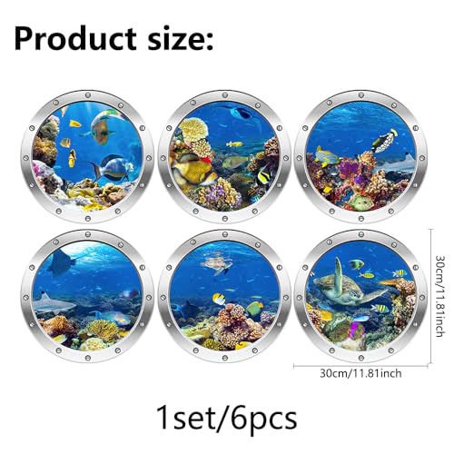 6-Pack Vinilos Oceánicos 3D, 12 Pulgadas, Azul miniatura 2