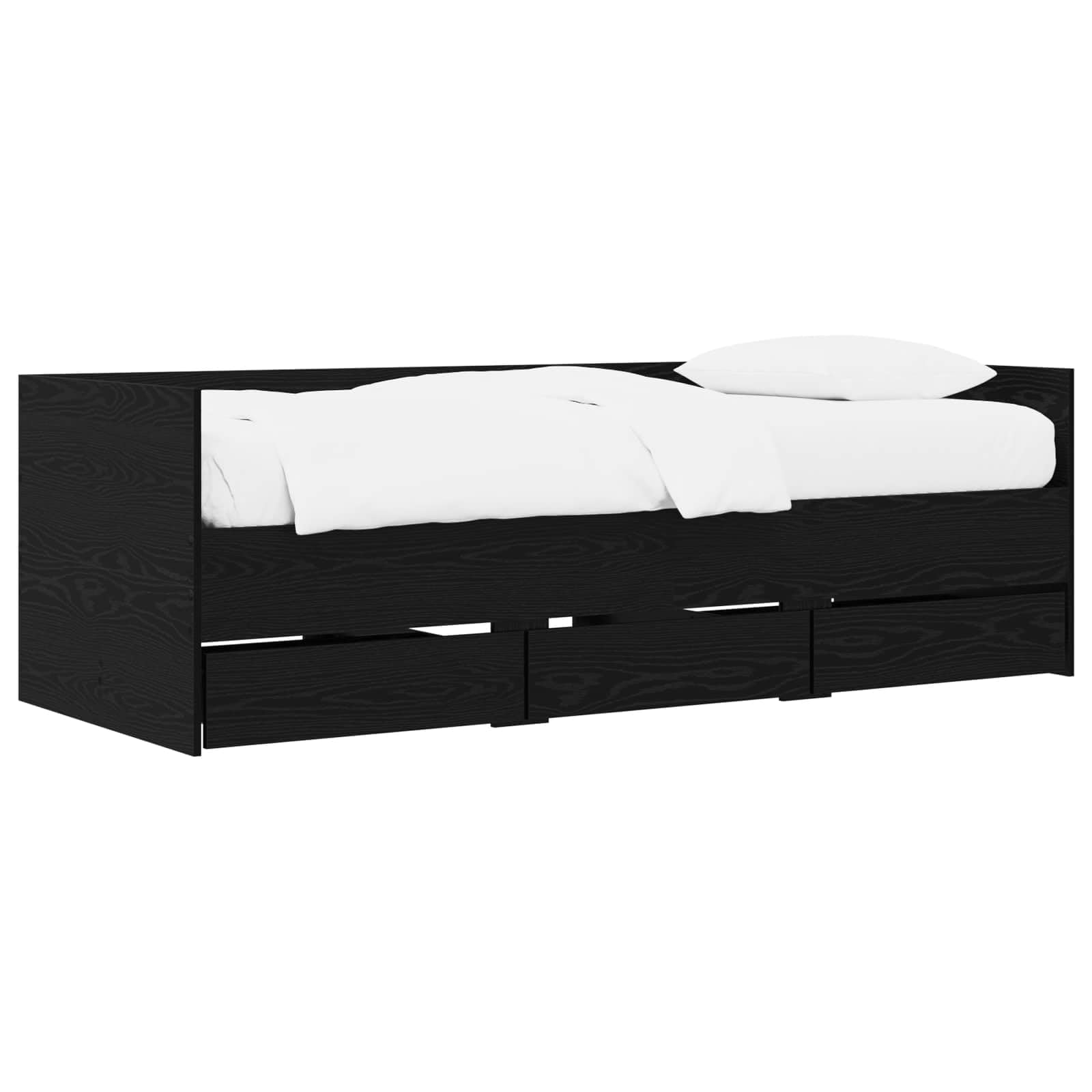 Daybed Con Cassetto E Testiera Rovere Nero
