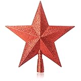 Photo Gallery com-four® puntale a forma di stella rossa per albero di natale - decorazione tradizionale per la punta dell albero Photo Gallery com-four® puntale a forma di stella rossa per albero di natale - decorazione tradizionale per la punta dell albero