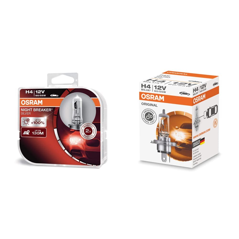 Buy OSRAMNIGHT BREAKER SILVER H4, 100 more brightness, halogen