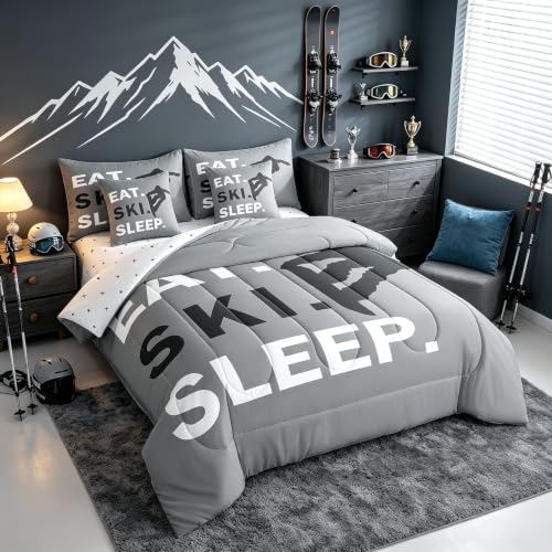Image of Feelyou Ski Bedding Set Queen Size 7 Piece for Kids Women Men