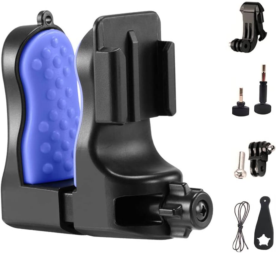 QKOO Motorcycle Helmet Chin Clamp Mount for GoPro Hero 13, 12, 11, 10, 9, 8, 7, 6, 5, 4, Session, 3+, 3, 2, 1, Hero (2018), DJI Osmo Action, AKASO, SJCAM, Action Cameras