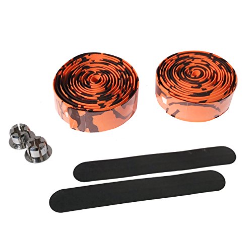 DEERU Camouflage Bicycle Bar Tape Handlebar Tape Bar Wraps - 2 Rolls per Set (Orange & Black) - Thumbnail 6