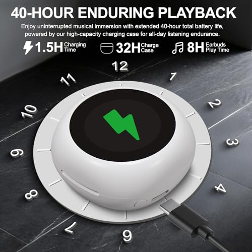 Image of Wireless Earbuds, ANC /ENC Noise Cancelling Earbuds with Touch Screen, Bluetooth 5.4 Ear Buds with LED Charging Case, 40H Stereo Sound, IPX7 Waterproof Earphones with 6 EQ Modes for iOS Android (White)