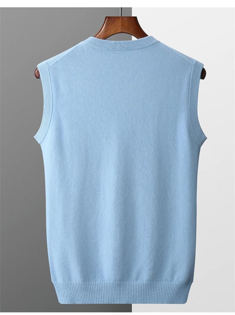 Dninmim Chaleco de cachemira para hombre, sin mangas, cuello en V, parte superior cálida, chaleco de punto suelto exterior