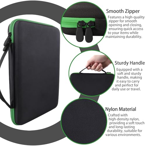 co2CREA Carrying Case Compatible with 8BitDo All-Button Arcade Controller (Black Case + Green Zipper) - Thumbnail 5