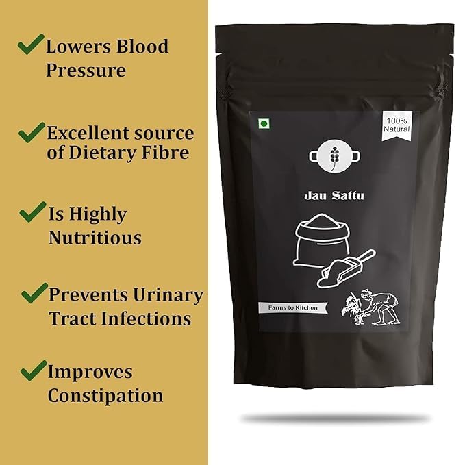 Organic Jau Sattu Flour 700g - Gluten Free Barley Flour Atta Jau Ka Sattu, Fresh from Farms 100% Vegan No Preservatives, No Trans Fats, Rich in Protein and Nutrients image 4