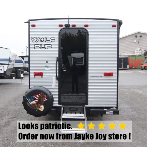 Spare Tire Cover, Wheel Cover with American Eagle USA Flag PVC Leather Waterproof Dust-Proof Universal Fit for Jeep Trailer RV SUV Camper Vehicle (15 Inch) - Image 6