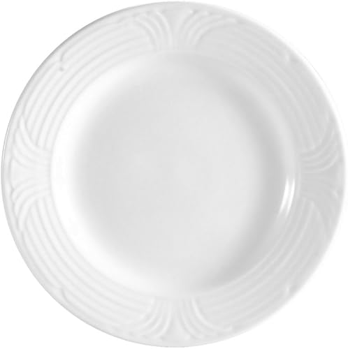 cac China Embossed Color Blanco Porcelana Plato redondo