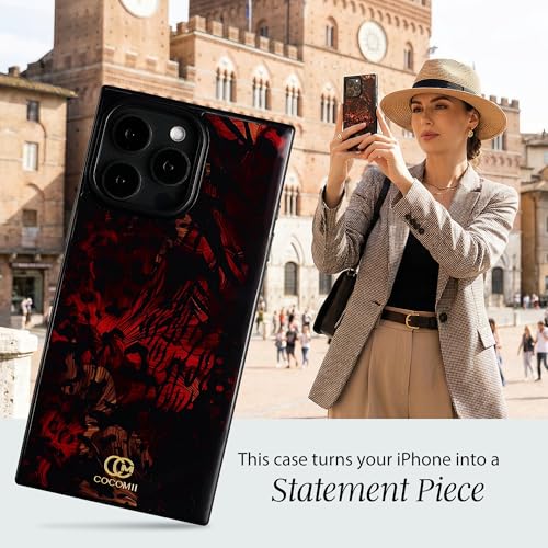 Image of COCOMII Rectangle for iPhone 16 Pro Case, Crimson Leopard