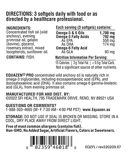 Equazen Pro Fish Oil For Kids - Clinically Tested To Improve Focus, Learning + Behavior In Children, Teens - Dha/Epa Omega-3 + Omega-6 Supplement For Brain Support* (60 Softgels / 20 Servings) #TOP4