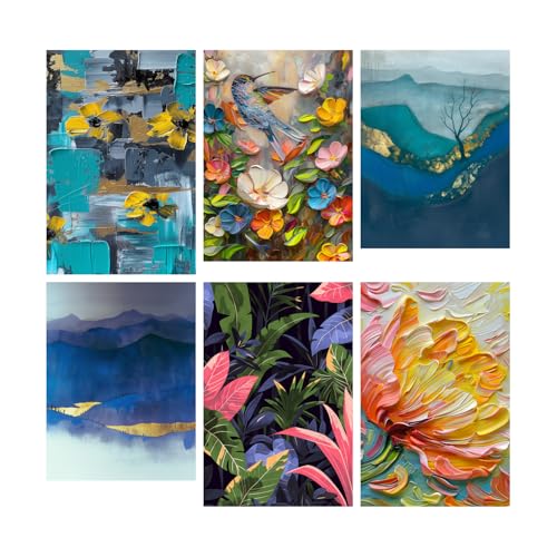 Image of SiddArtify Abstract Floral & Nature Teal Gold Art Print Set - 300GSM Board - 8x12 Inch - Pack of 6 Wall Room Decoration art Poster Prints