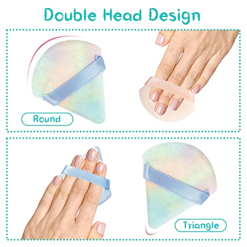 2er Dreieck Puderquaste, samtige Puderquaste Einstellung Puderquaste Make-up Puff mit losem Puder Gesicht Puderquaste für gepresstes Puder unter dem Augen Make-up (mehrfarbig)