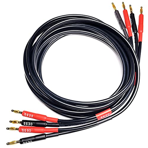 Image of CNCESS CESS-037-6f Banana Plug Male to Male Speaker Cable 12 Gauge 680 Strand Count Silicone Soft Wire, 2 Cables (6 FEET)