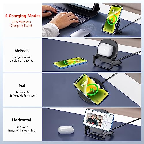 Beeasy Wireless Charger-15W Fast Wireless Charging Stand with 2 IN 1 Detachable Design-Universal Charger Stand for iPhone 15 14 13 12 11 Pro Max Samsung S24 S23 Ultra, AirPods Pro 2/3 - Image 6