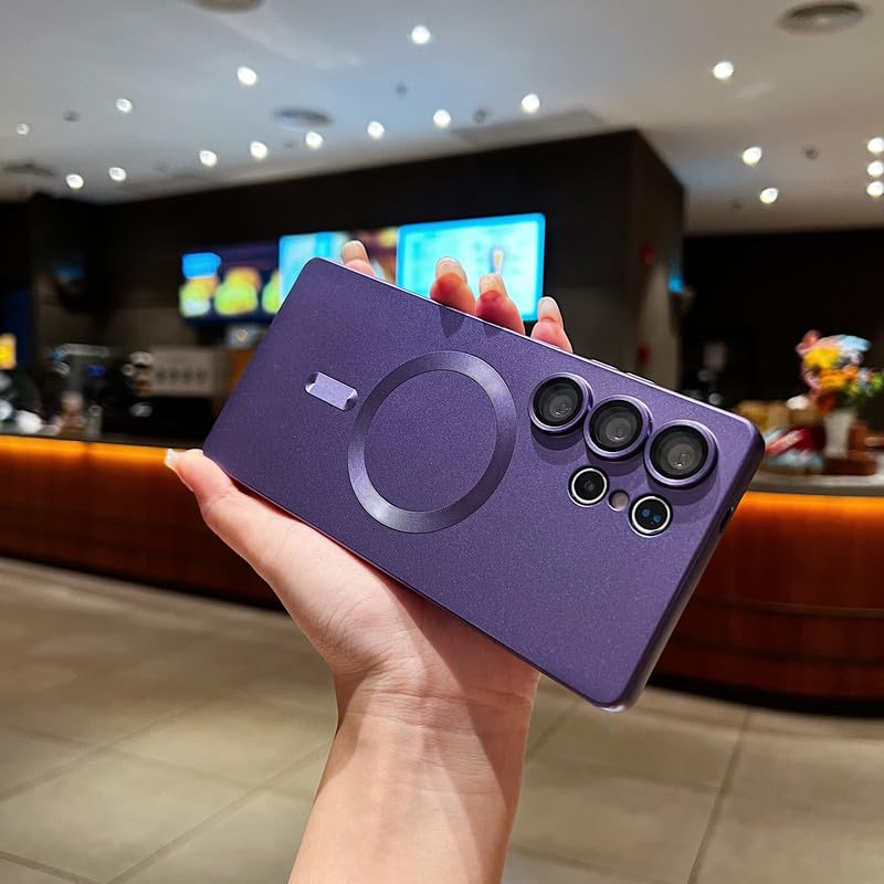 Image of LuxuryKase Premium MagSafe Case for Samsung Galaxy S24 Ultra | Shockproof & Anti-Scratch Cover | Soft Silicone with Wireless Charging | Camera Lens Guard - Purple