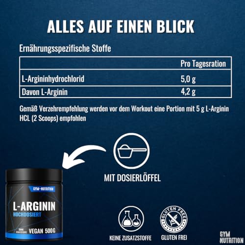 L-Arginin Pulver für Fitness – Hochdosiertes L-Arginin HCL