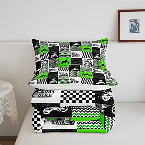 Erosebridal Boys Motorcycle Comforter Set Boys Full Size Bedding Set Dirt Bike, For Kids Teens Girls Extreme Sport Theme Bedroom Decor, Motorbike Rider Quilt Geometry Patchwork Decor Duvet Cover #TOP4