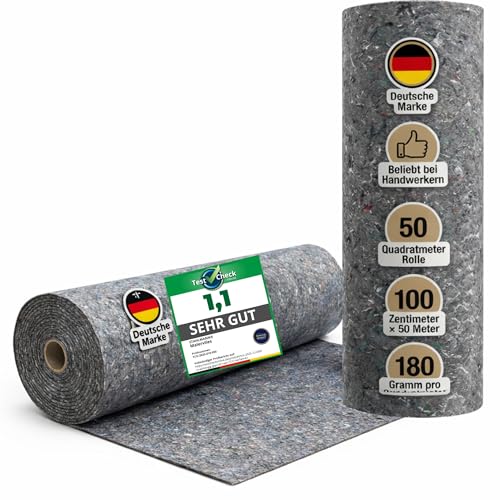 STAHLMANN® Malervlies [1 x 50 m] – Abdeckvlies & Abdeckfolie [180g pro qm2] für Malerarbeiten – rutschfest & saugstark – Bodenabdeckung für Renovierung, Umzug - Malerrolle (2)