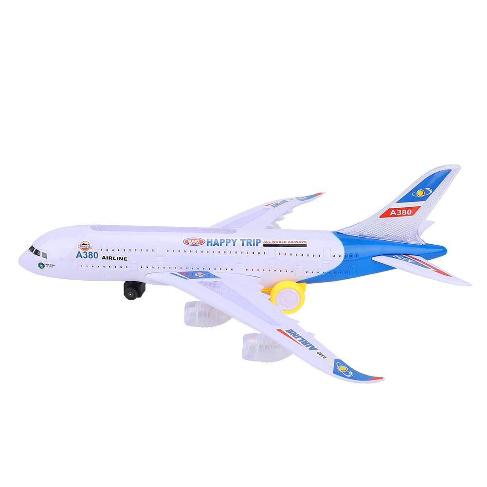 Avión A380 de 43 cm de Largo, Modelo eléctrico con Sonido y luz para niños | Avión de Juguete de ABS Duradero con Ajuste automático de dirección | Regalo Ideal para niños de 3 años en adelante