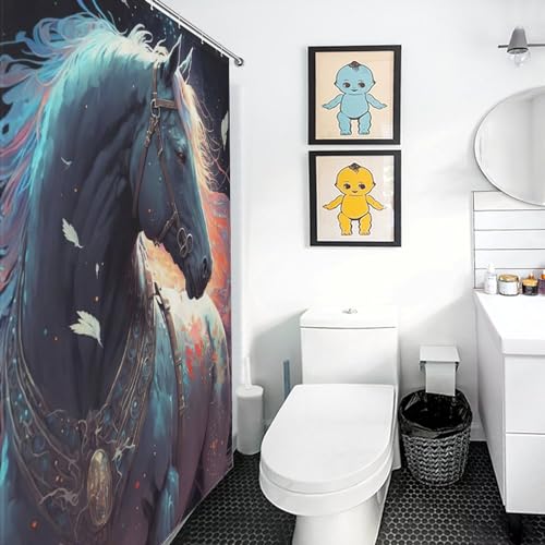 Cheval rideau de douche imperméable en polyester pour baignoire d'angle 122x183cm