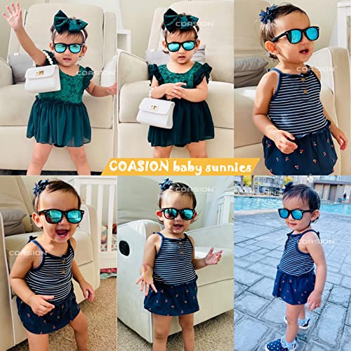 COASION Bendable Flexible Polarized Baby Sunglasses with Strap for Newborn Infant Boys Girls Age 0-24 Months CA90182