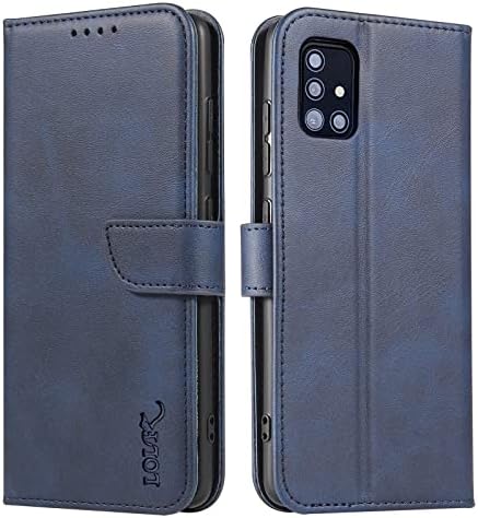 LOLFZ Wallet Case for Samsung Galaxy A71, Vintage Leather Book Case with Card Holder Kickstand Magnetic Closure Flip Case Cover for Samsung Galaxy A71 - Black