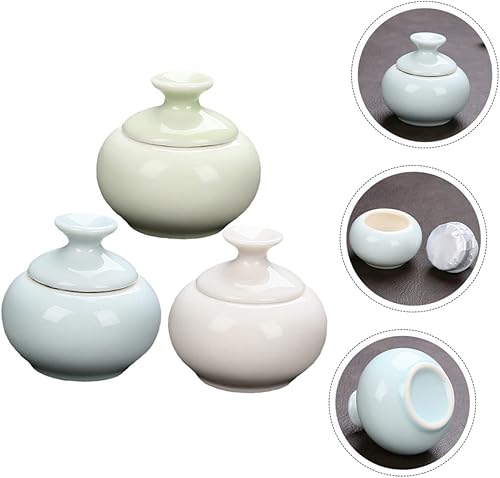 Miniatura 5 de Tarro de cerámica para crema facial de 3 piezas, contenedor de viaje para cremas y maquillaje, tarro de almacenamiento para cuidado de la piel y