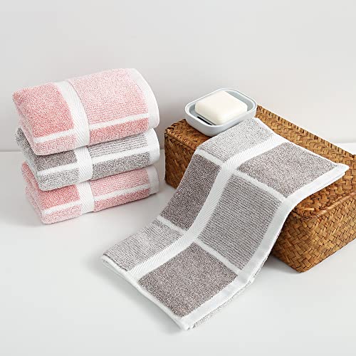Sense Gnosis Pink Hand Towel Set Of 2 100% Cotton Checkered Pattern Super Soft Highly Absorbent Decorative Hand Towels For Bathroom 13 X 29 Inch #TOP4