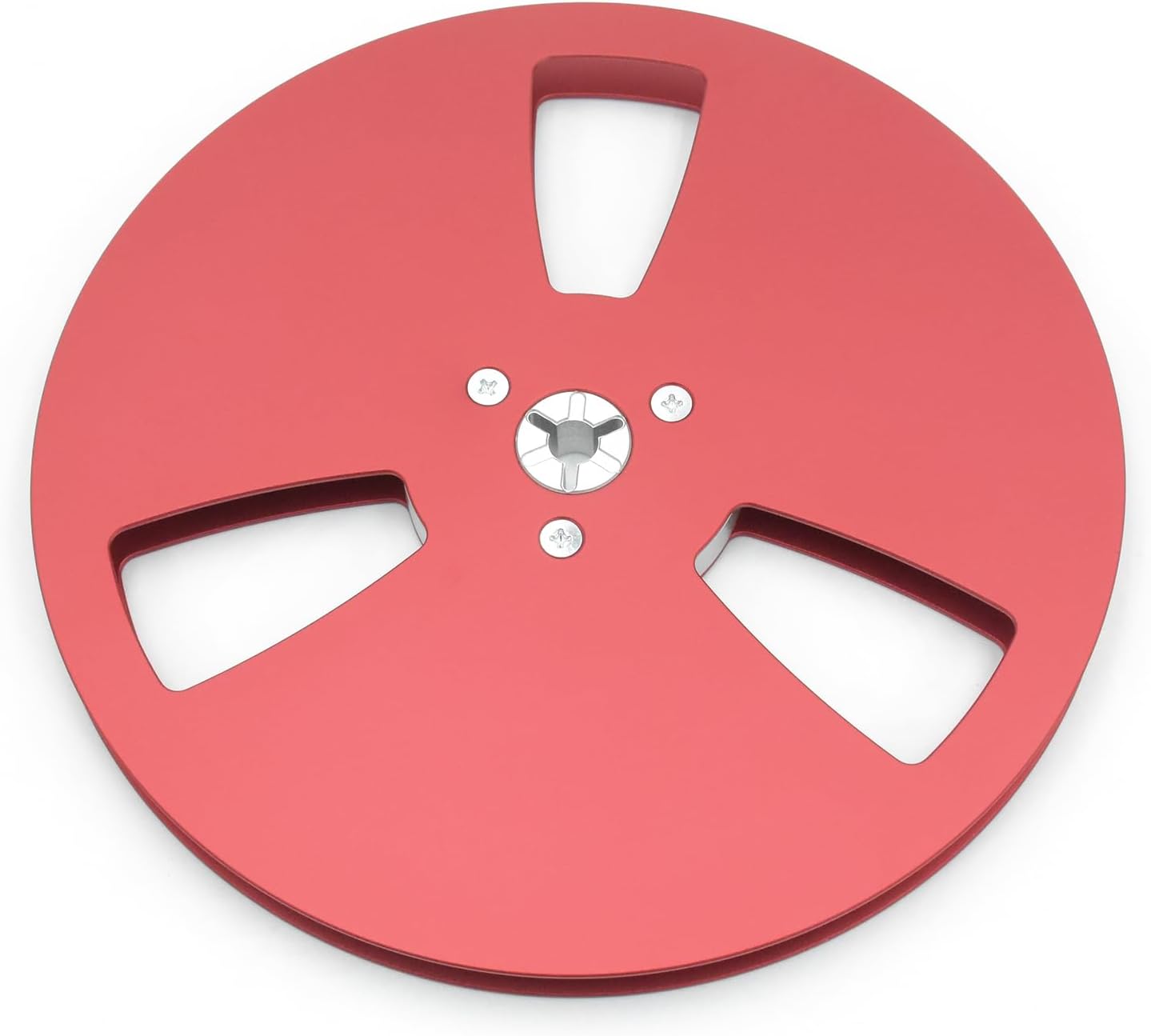 1/4 7 Inch Empty Takeup Reel, 3-Hole Aluminum Alloy Open Reel Audio Accessory for Reel to Reel Players, Fits TEAC/Studer/ReVox/Akai - Red