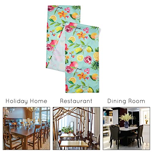 Encasa Dining Table Runner For 8 Seater - Water Repellent - Polyester Printed Twill Fabric - Size 13 X 97 Inch - Decorative Cloth For Center And Coffee Table - Washable - Durable - Pineapple #TOP3